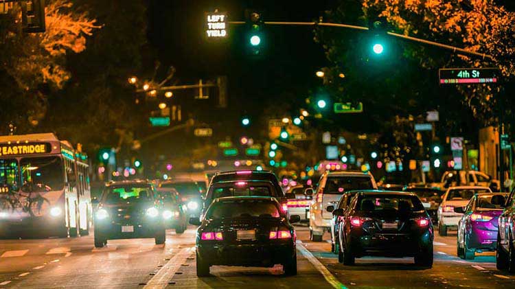 Traffic going through a green light