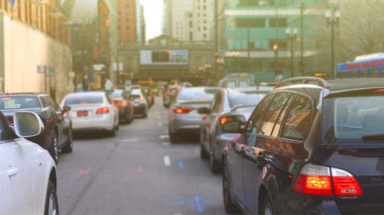 Cars stuck in traffic