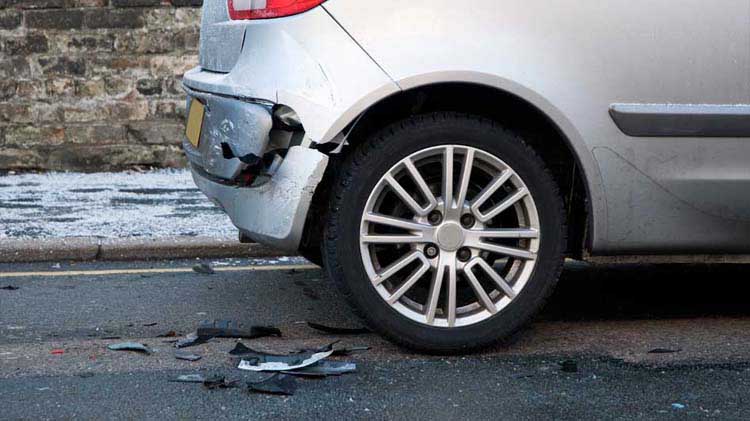 Car bumper after hit and run collision.