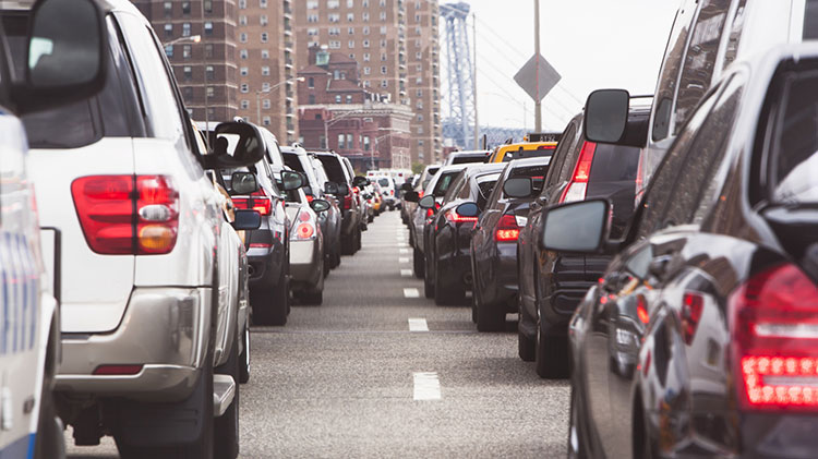 Dozens of cars caught in two lines of traffic