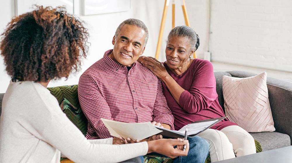 Couple discussing estate plan