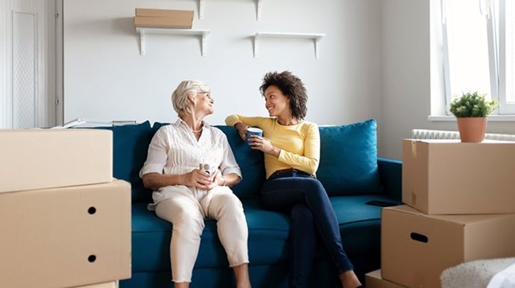 Woman and daughter downsizing to a smaller home.