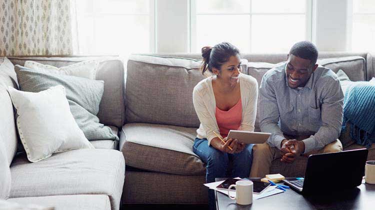 Couple getting ready for tax filing season.