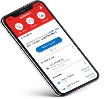 State Farm bill pay home page displayed on iPhone and Android