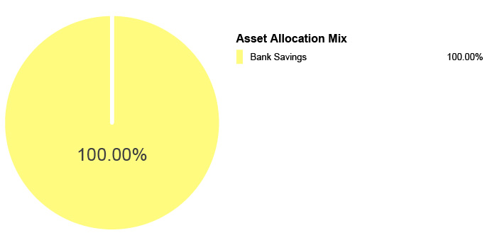 Pie Chart illustrating the Asset Allocation Mix for the State Farm® 529 Savings Plan Bank Savings Static Option. Bank Savings 100%.
