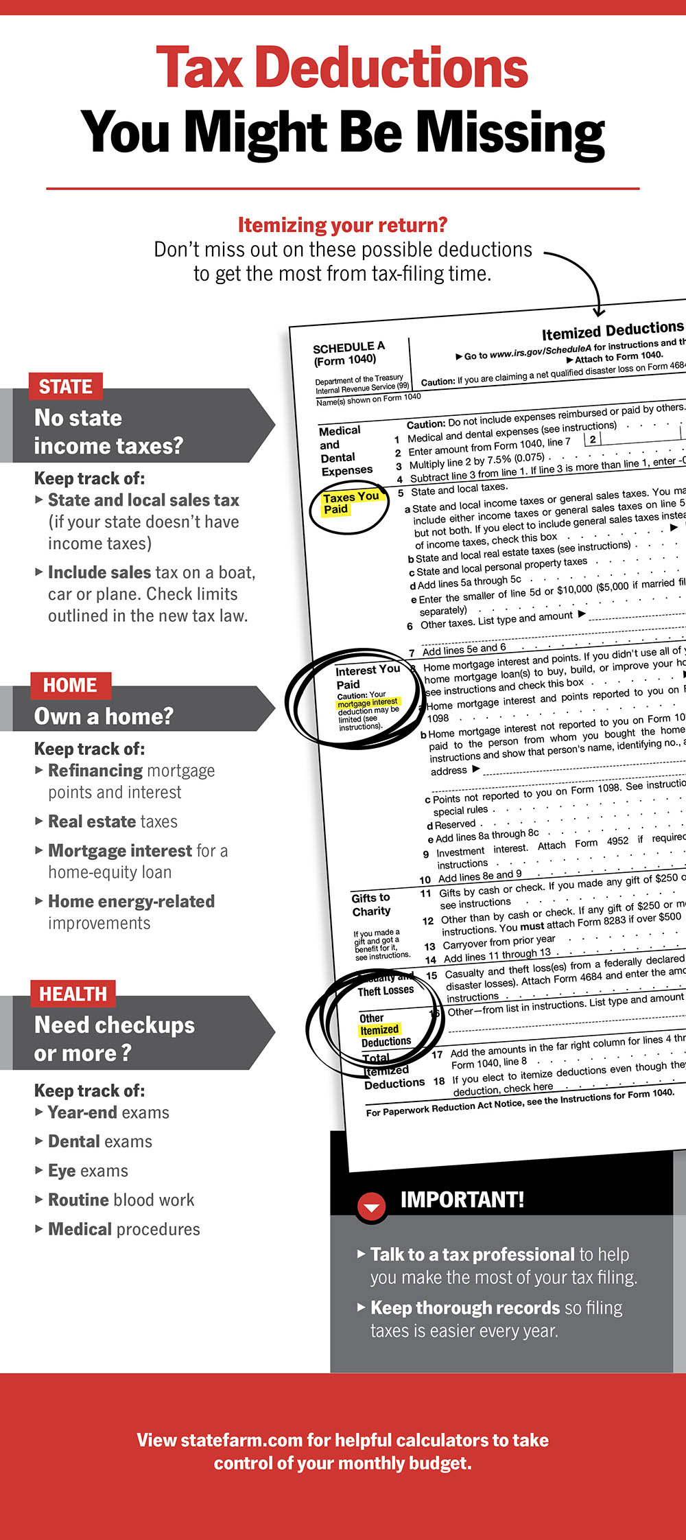 what is tax deducitble and what might not be infographic